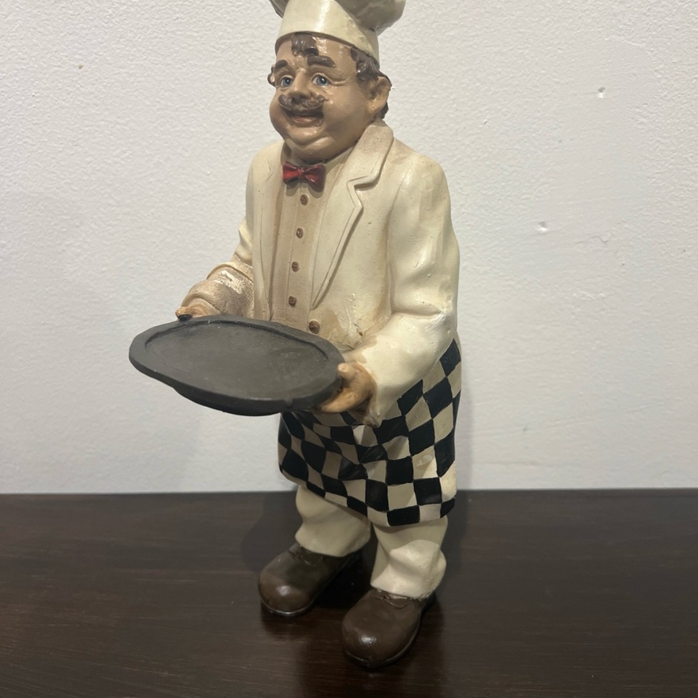 Fat Italian Chef Pizza Kitchen Home Decor Statue Server 11”